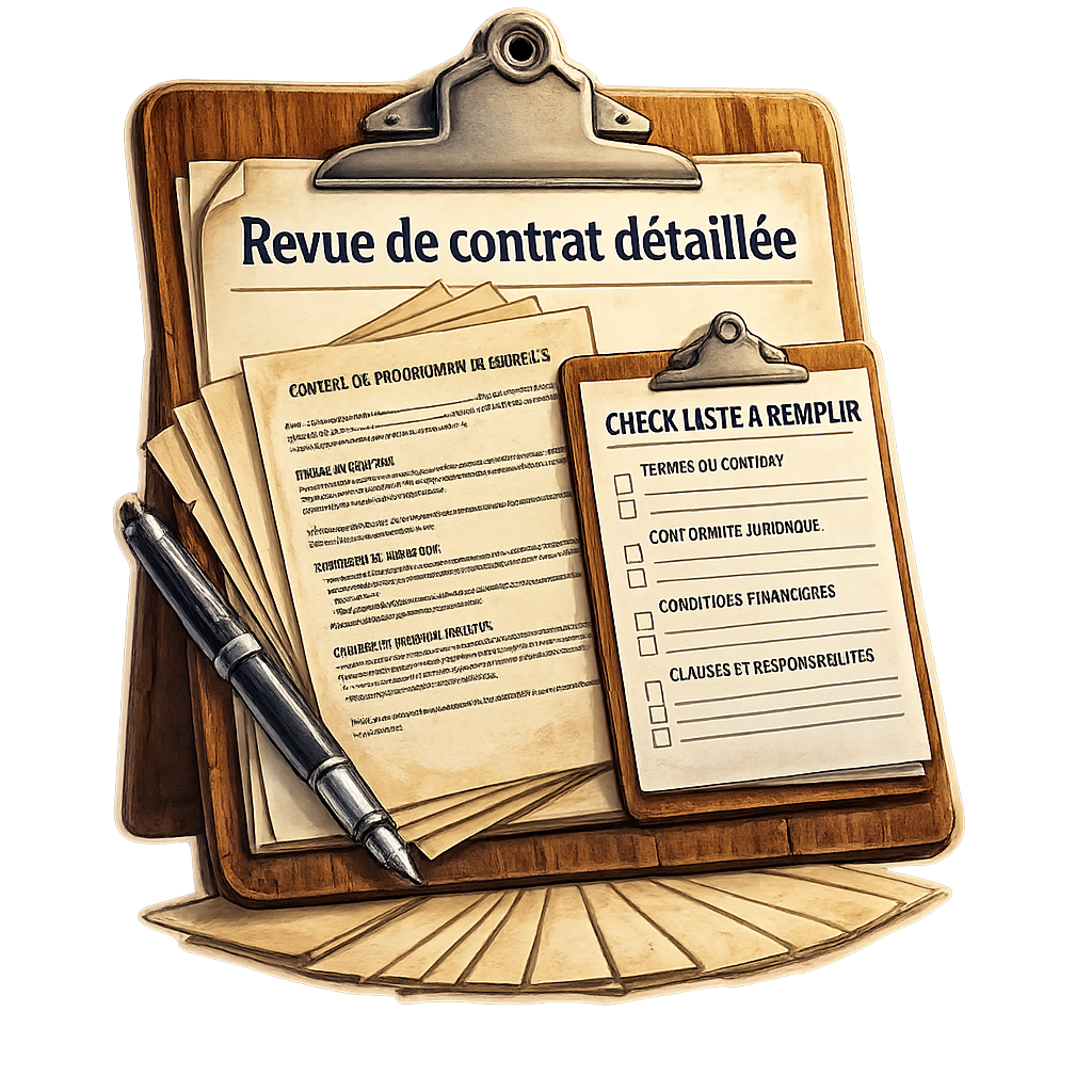 revue de contrat avec liste de vérification